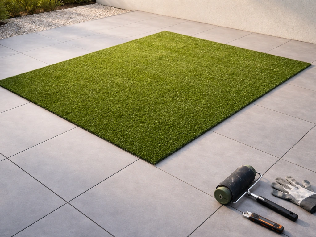 Gazon synthétique sur carrelage : pose pas à pas et conseils