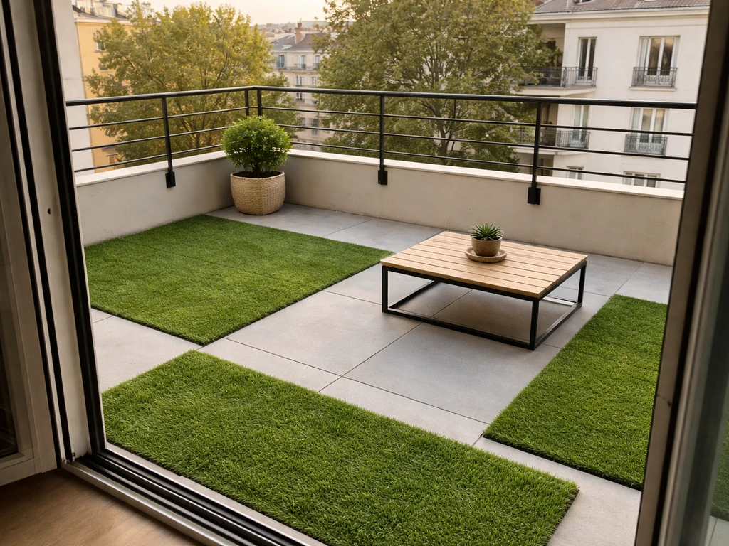 Balcon avec gazon synthétique : guide d’installation et entretien