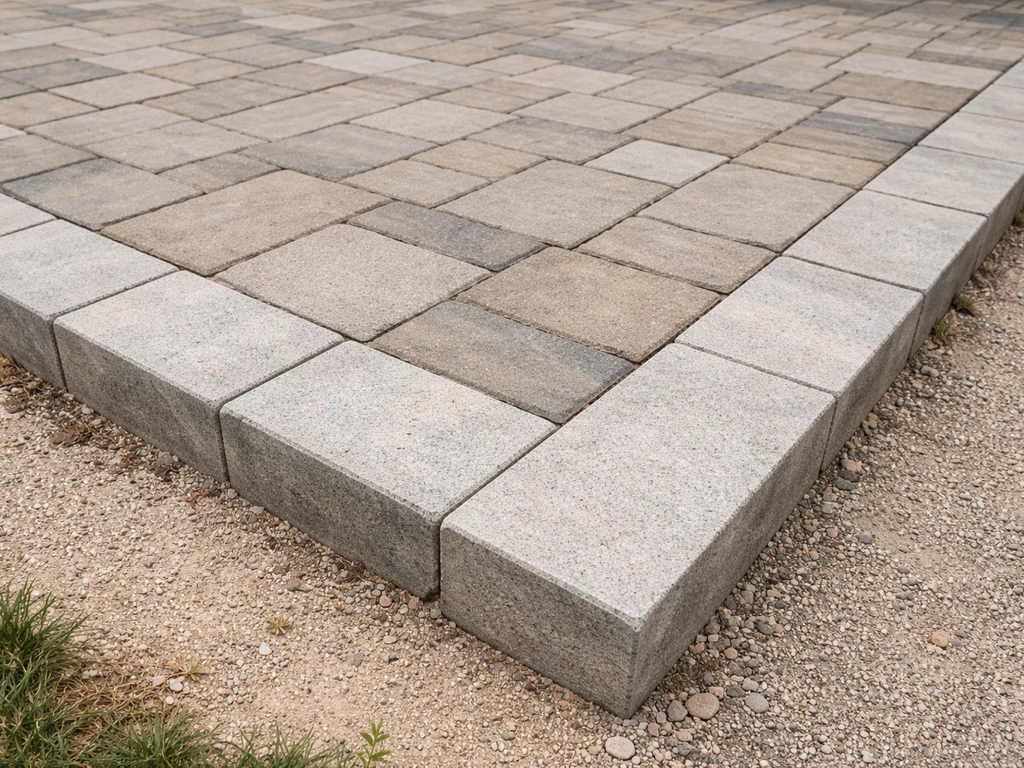 Rendu soigné d’une terrasse en pavés : bordure nette, joints propres et raccords alignés le long de la rive.